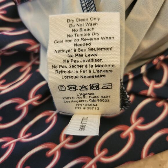 L'Agence - Harmony printed stretch chain motiff blue pink blouse - Size Small - Picture 10 of 11